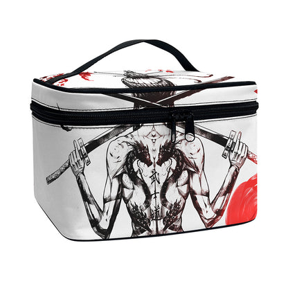 Japanese Samurai Woman Print Travel Makeup Bag