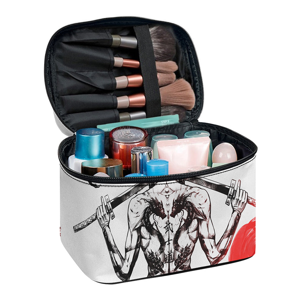 Japanese Samurai Woman Print Travel Makeup Bag