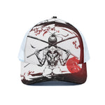 Japanese Samurai Woman Print White Mesh Trucker Cap