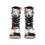 Japanese Samurai Woman Print Winter Boots