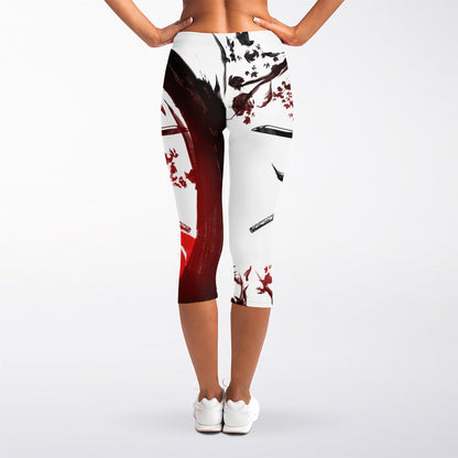 Japanese Samurai Woman Print Women's Capri Leggings