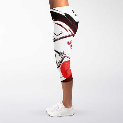 Japanese Samurai Woman Print Women's Capri Leggings