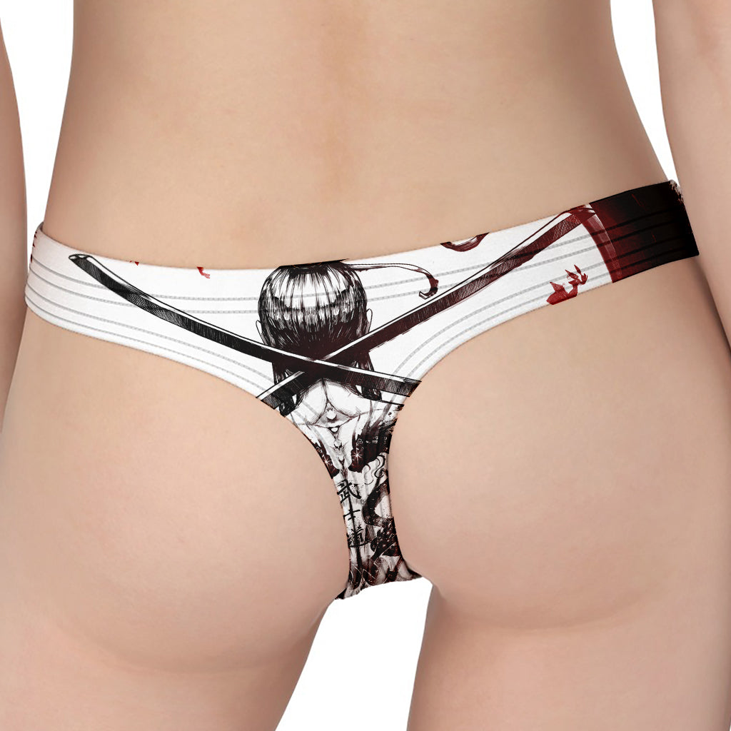 Japanese Samurai Woman Print Women's Thong