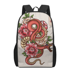 Japanese Snake Tattoo Print 17 Inch Backpack