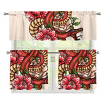 Japanese Snake Tattoo Print 3 Piece Kitchen Curtains