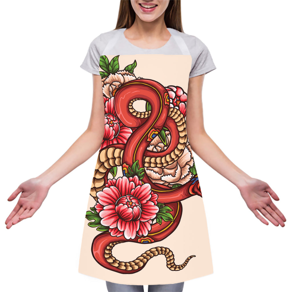 Japanese Snake Tattoo Print Adjustable Apron