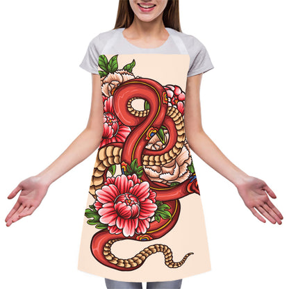 Japanese Snake Tattoo Print Adjustable Apron