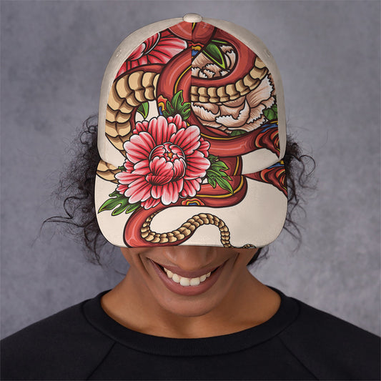 Japanese Snake Tattoo Print Baseball Cap