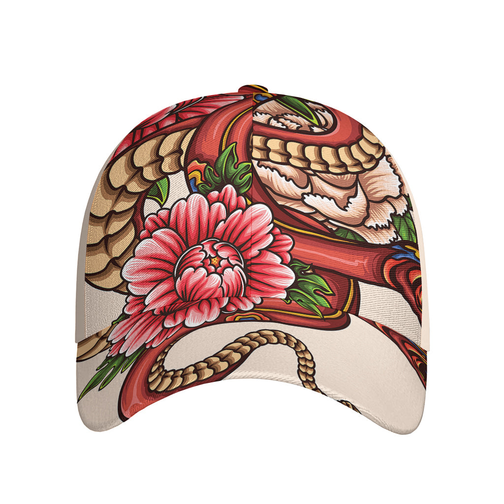 Japanese Snake Tattoo Print Baseball Cap