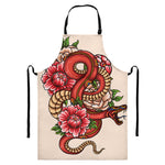Japanese Snake Tattoo Print Bib Apron With Pocket