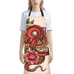 Japanese Snake Tattoo Print Bib Apron With Pocket
