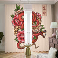 Japanese Snake Tattoo Print Dimout Pencil Pleat Curtains
