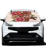 Japanese Snake Tattoo Print Car Windshield Snow Cover