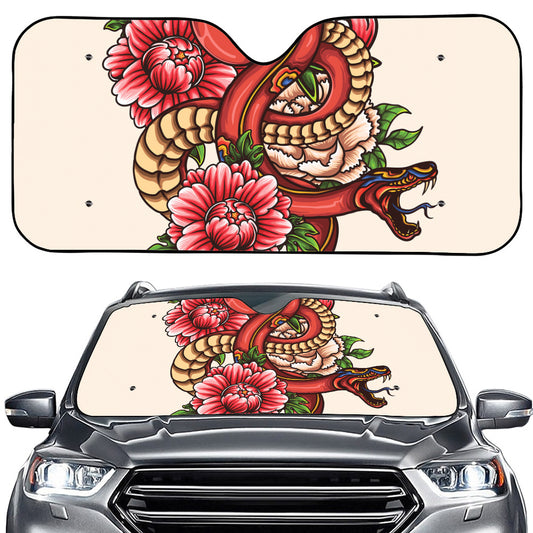 Japanese Snake Tattoo Print Car Windshield Sun Shade