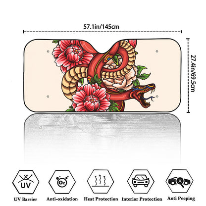 Japanese Snake Tattoo Print Car Windshield Sun Shade