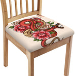 Japanese Snake Tattoo Print Chair Cushion Cover