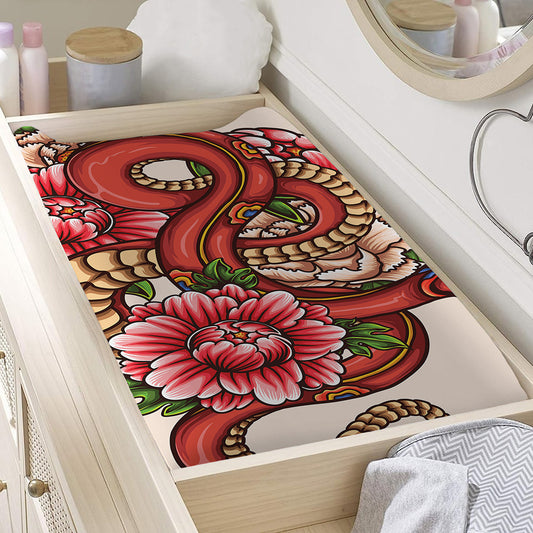 Japanese Snake Tattoo Print Changing Pad Cover