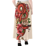 Japanese Snake Tattoo Print Chiffon Maxi Skirt