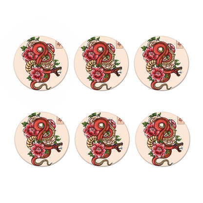 Japanese Snake Tattoo Print Coaster Set
