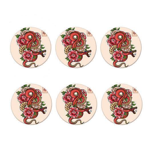 Japanese Snake Tattoo Print Coaster Set