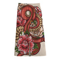 Japanese Snake Tattoo Print Cotton Front Slit Maxi Skirt