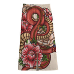 Japanese Snake Tattoo Print Cotton Front Slit Maxi Skirt
