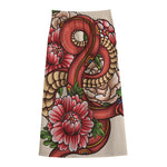 Japanese Snake Tattoo Print Cotton Front Slit Maxi Skirt