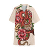 Japanese Snake Tattoo Print Cotton Hawaiian Shirt