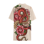 Japanese Snake Tattoo Print Cotton Hawaiian Shirt