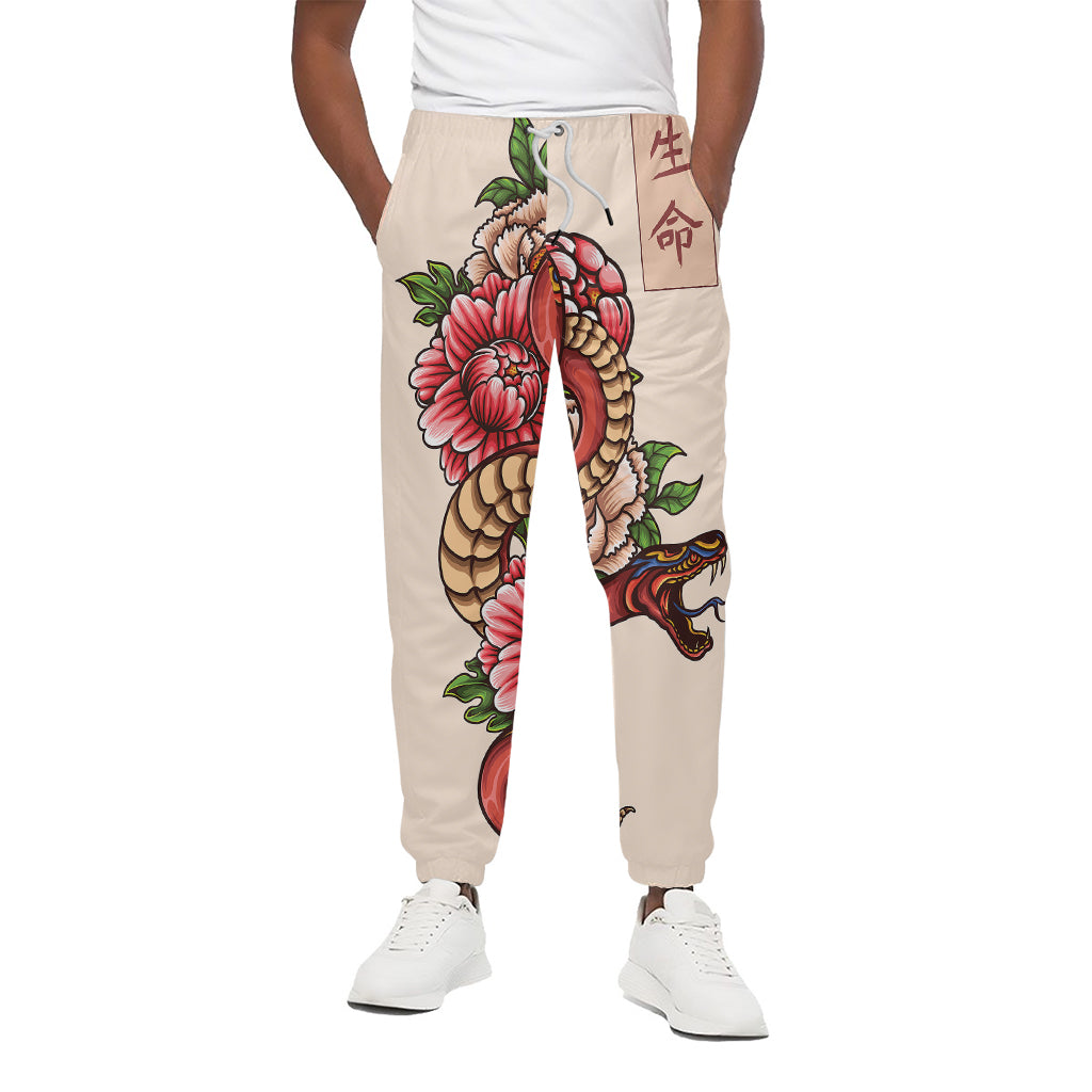 Japanese Snake Tattoo Print Cotton Pants