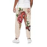 Japanese Snake Tattoo Print Cotton Pants