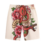 Japanese Snake Tattoo Print Cotton Shorts