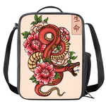 Japanese Snake Tattoo Print Crossbody Lunch Bag