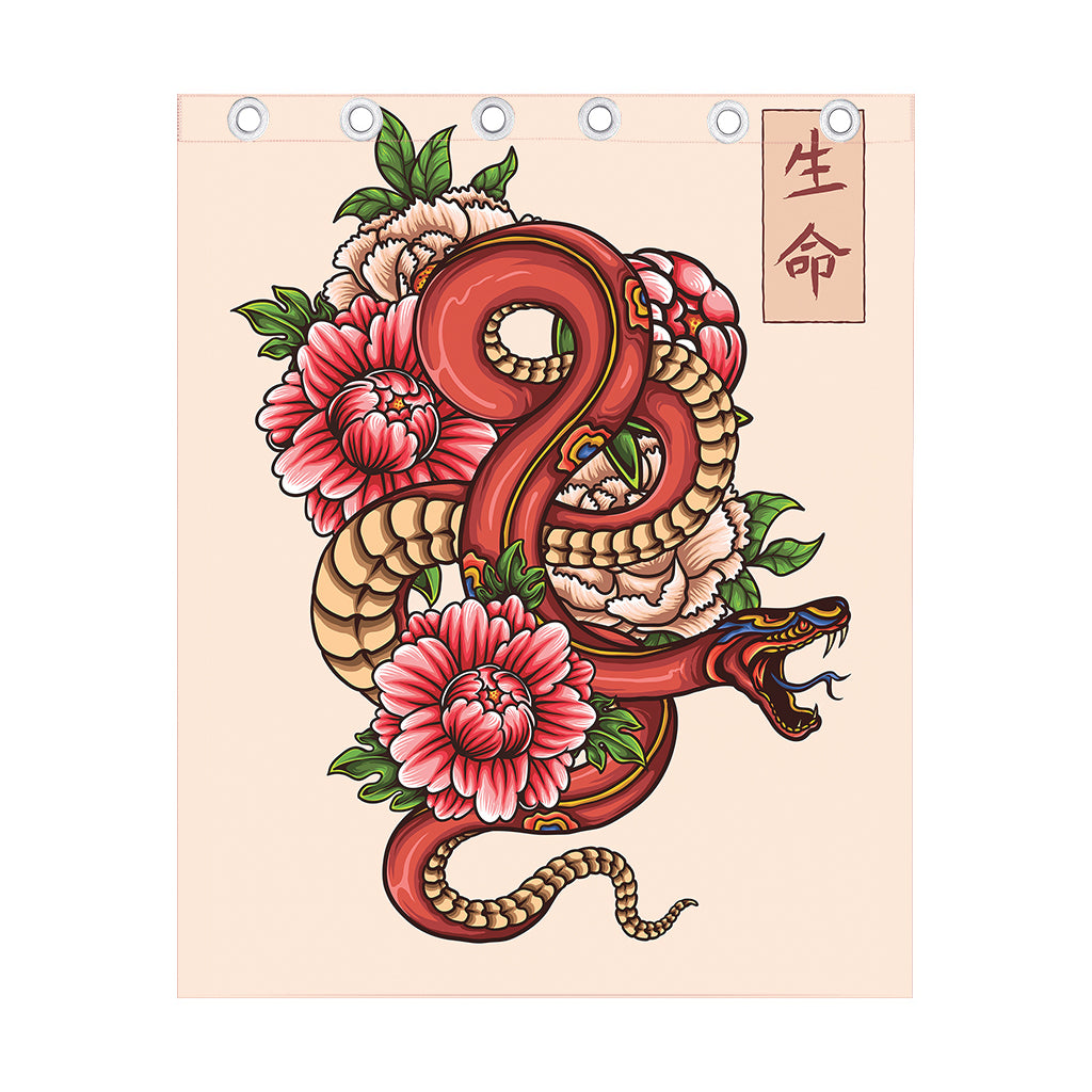 Japanese Snake Tattoo Print Curtain