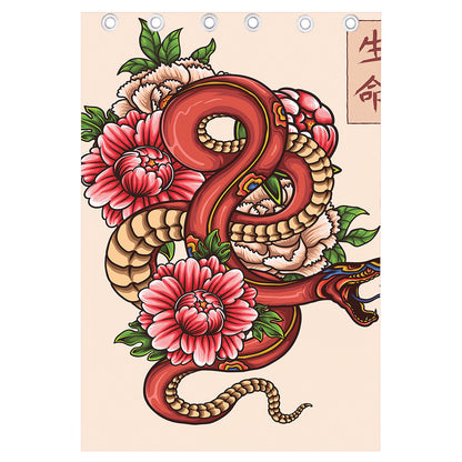 Japanese Snake Tattoo Print Curtain