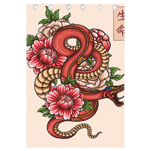 Japanese Snake Tattoo Print Curtain