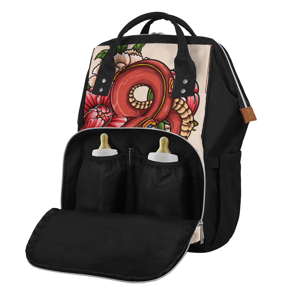 Japanese Snake Tattoo Print Diaper Bag