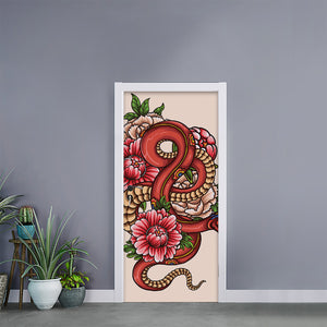 Japanese Snake Tattoo Print Door Sticker