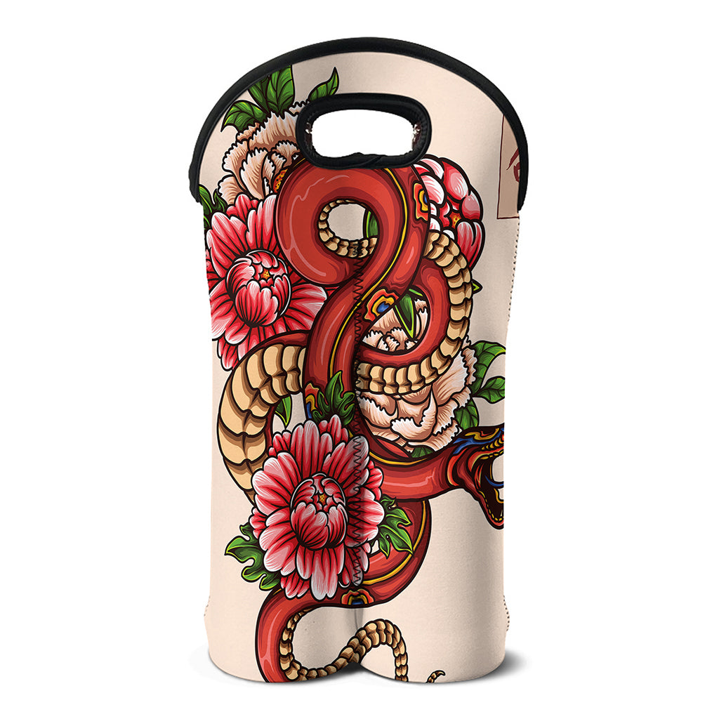 Japanese Snake Tattoo Print Double Neoprene Wine Tote