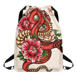 Japanese Snake Tattoo Print Drawstring Backpack