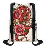 Japanese Snake Tattoo Print Drawstring Backpack