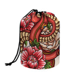 Japanese Snake Tattoo Print Drawstring Makeup Bag
