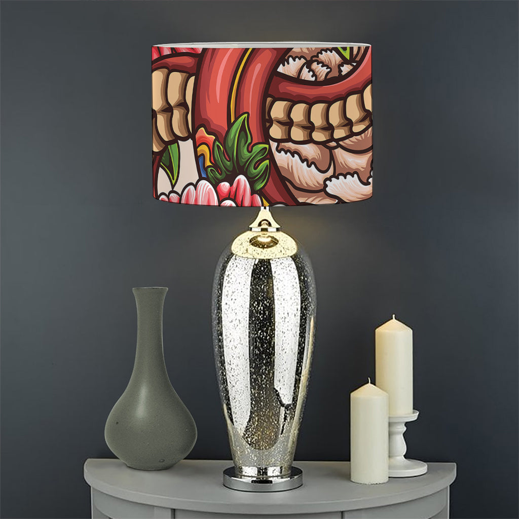 Japanese Snake Tattoo Print Drum Lamp Shade