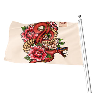 Japanese Snake Tattoo Print Flag