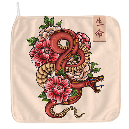 Japanese Snake Tattoo Print Hand Towel