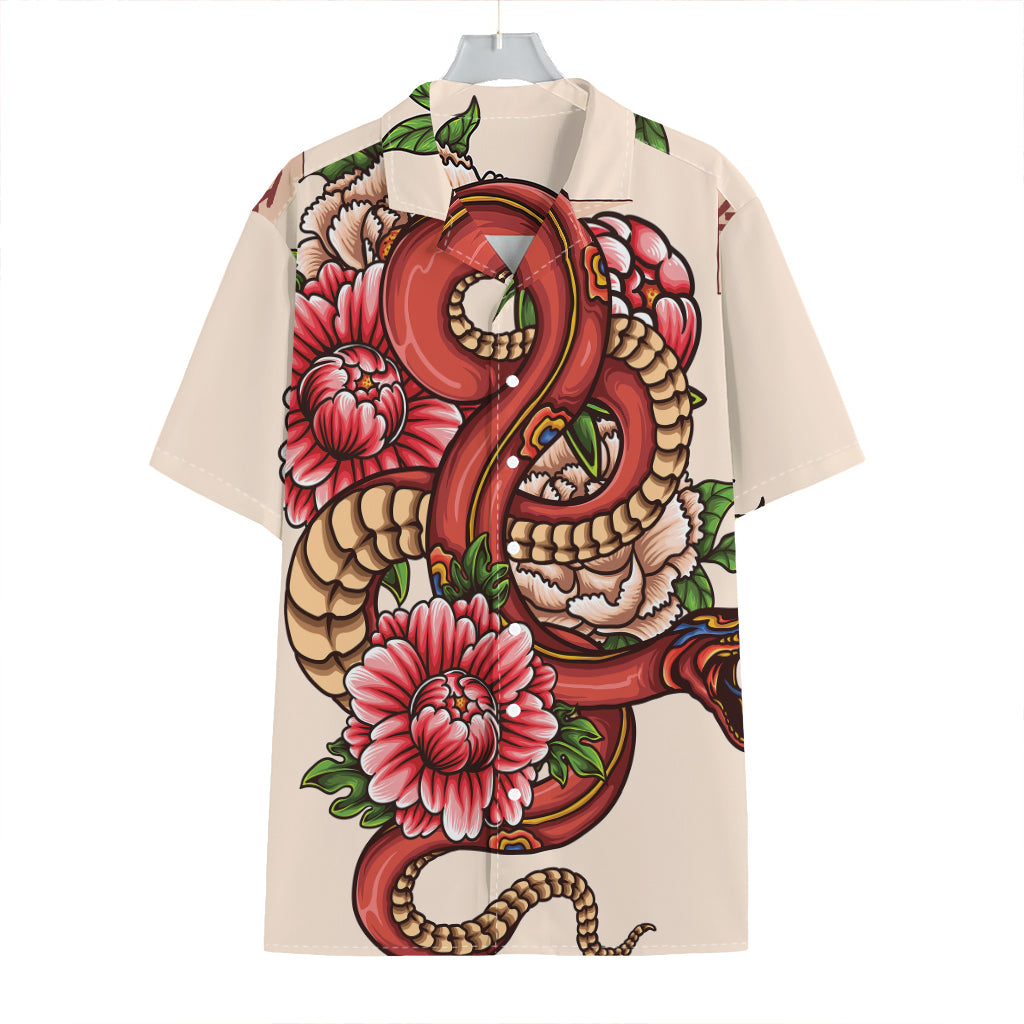 Japanese Snake Tattoo Print Hawaiian Shirt