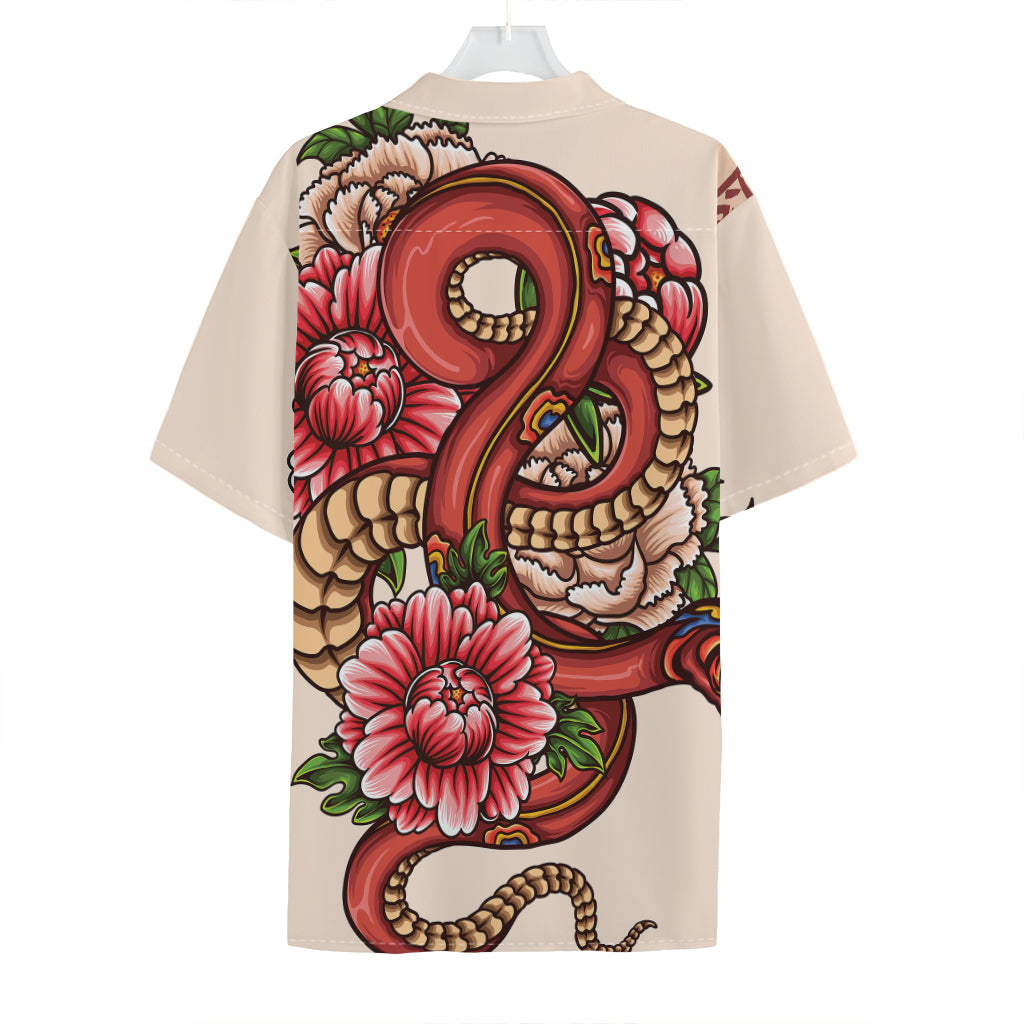 Japanese Snake Tattoo Print Hawaiian Shirt