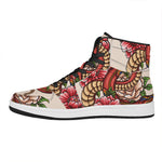 Japanese Snake Tattoo Print High Top Leather Sneakers