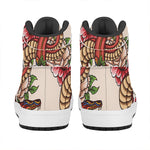 Japanese Snake Tattoo Print High Top Leather Sneakers