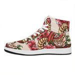 Japanese Snake Tattoo Print High Top Leather Sneakers
